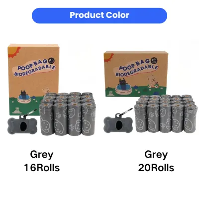 biodegradable dog poop bags with dispenser available in 16 rolls and 20 rolls bulk packaging options
