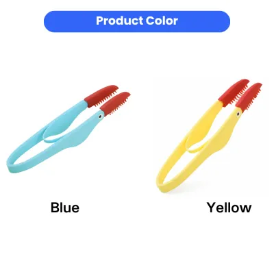 Pet eye cleaning brush available in blue and yellow color options for dogs and cats
