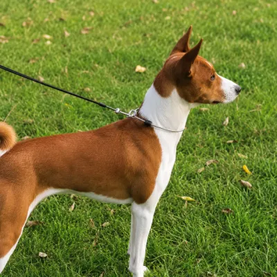 Dog Slip Lead Collar for Training and Walking Dog wearing shock absorbing anti-pull slip lead collar during outdoor training session