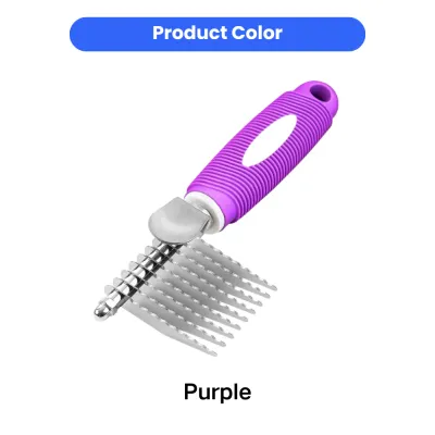 Purple Pet Dematting Comb with Ergonomic Handle Purple Dog and Cat Dematting Comb Featuring Comfortable Non-Slip Grip