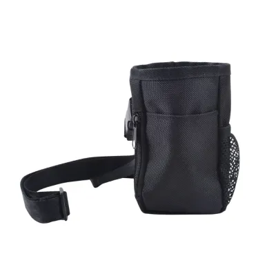 Dog Training Treat Bag with Adjustable Waist Belt Black dog training treat bag with adjustable waist belt, zip pocket and mesh side pocket