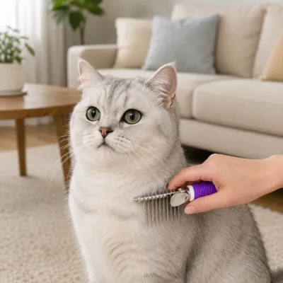 Cat Dematting Comb for Long and Short Hair Cats Cat Grooming with Stainless Steel Dematting Comb for Tangle Removal