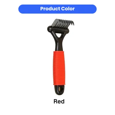 red dog undercoat rake grooming brush with ergonomic non-slip grip handle