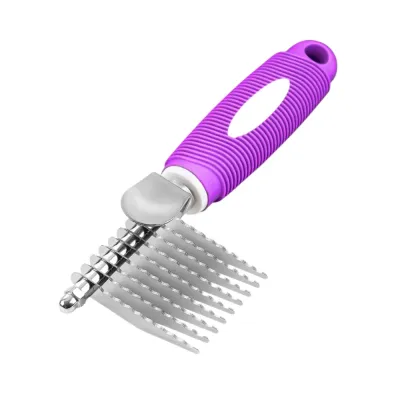 Pet Dematting Grooming Comb for Dogs and Cats Stainless Steel Pet Dematting Comb with Non-Slip Handle for Dogs and Cats