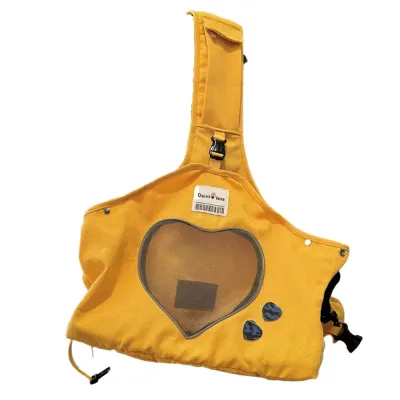 Breathable Canvas Cat Carrier Bag Yellow Yellow breathable canvas cat carrier bag with large mesh window and adjustable shoulder strap for pet travel