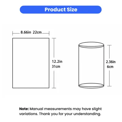 Dog poop bag dimensions showing 22 cm by 31 cm bag size and 6 cm roll diameter