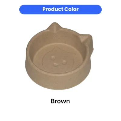 Brown compostable cat feeding bowl made from eco-friendly paper pulp material