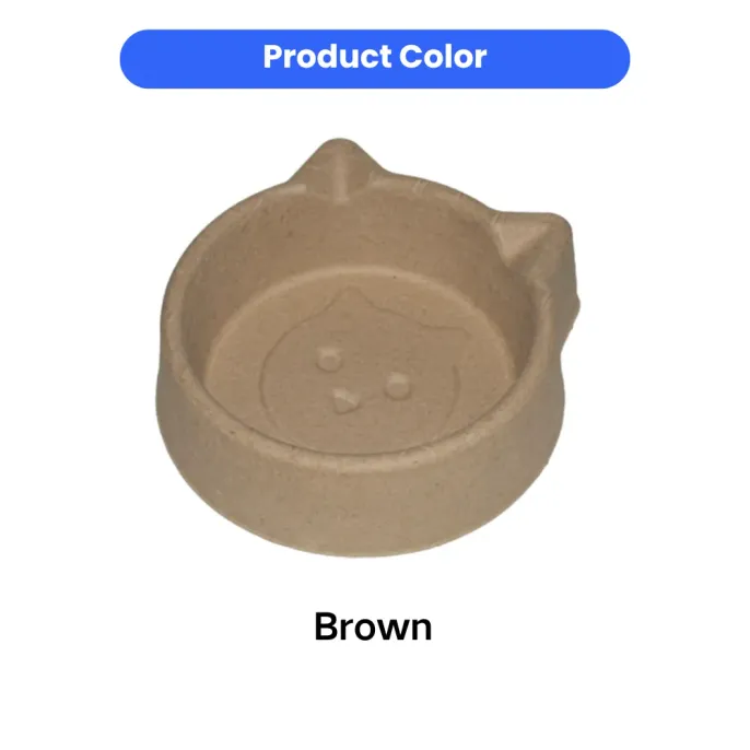 Brown Disposable Paper Pulp Cat Bowl for Cats Brown compostable cat feeding bowl made from eco-friendly paper pulp material