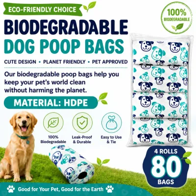Dog Owner Using Biodegradable Poop Bags Outdoors Pet owner picking up dog waste using biodegradable dog poop bags during a neighborhood walk