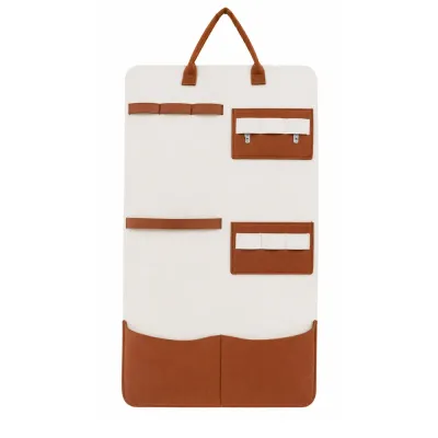 White Cat Toy Storage Organizer Bag White cat toy storage organizer bag with hanging design and multi-pocket compartments for teaser sticks and cat accessories