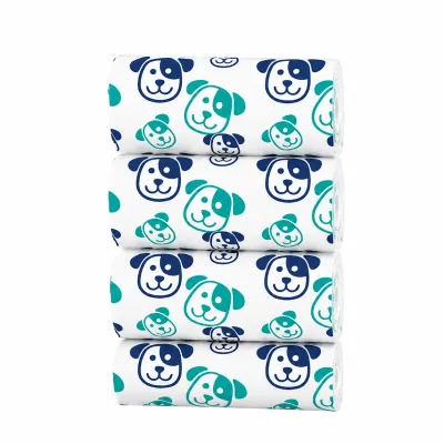 Cute Dog Print Dog Poop Bags Wholesale Pet Waste Bags Pet waste bag rolls printed with cute dog face patterns, designed for hygienic and easy dog waste disposal