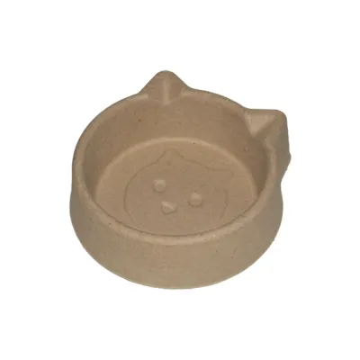 Eco-friendly disposable paper pulp cat bowl with cute cat-shaped design for daily feeding