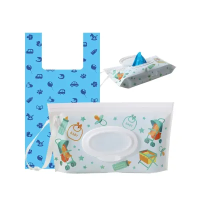 Blue Vest Carrier Dog Poop Bags with Dispenser Pack Blue vest-style biodegradable dog poop bags displayed with portable dispenser pack on white background