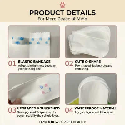 Waterproof disposable pet paw covers with elastic strap and thickened material