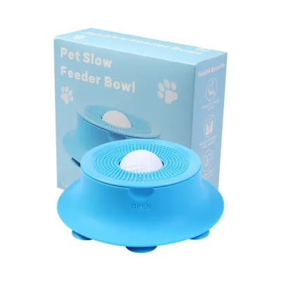 Wholesale Silicone Slow Feeder Bowl for Dogs and Cats Blue Anti Choking Pet Bowl Blue silicone slow feeder bowl for dogs and cats, anti choking pet feeding bowl with textured licking surface