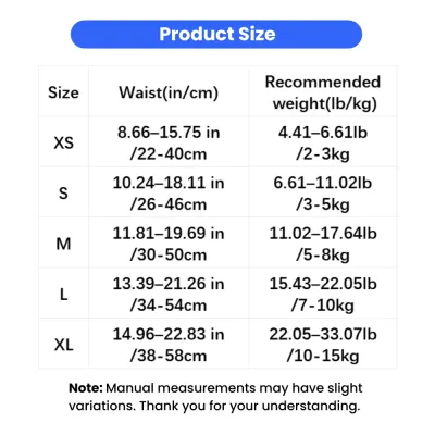 Female Dog Diapers Size Chart XS to XL Waist and Weight Guide Wholesale Petfairs female dog diapers size chart XS S M L XL waist cm inch weight lb kg measurement guide disposable pet diapers wholesale