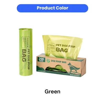 Green Biodegradable Dog Poop Bags Color Variant Roll Packaging Green color variant of biodegradable dog poop bags roll packaging, eco-friendly pet waste bags for dogs