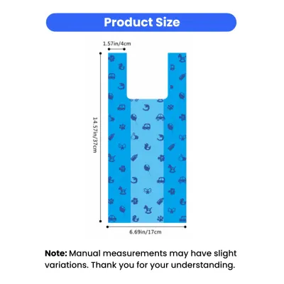 Biodegradable Pet Waste Bags Size Guide – 17cm x 37cm T-Shirt Handle Design Biodegradable pet waste bag size 17cm x 37cm t-shirt handle dimensions guide