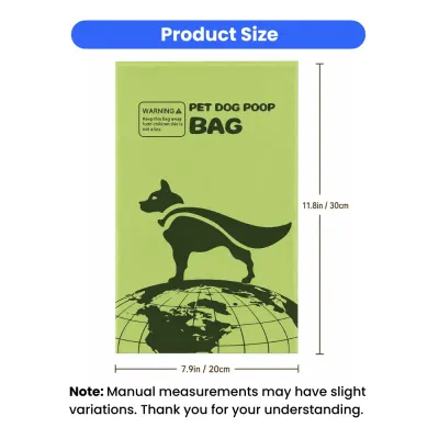 Dog Poop Bag Size 20x30cm Measurement Details Eco Friendly Waste Bags Dog poop bag size chart showing 20x30cm dimensions and product measurements for biodegradable pet waste bags