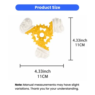 Nylon Rubber Dog Chew Toy Size 11cm 4.33inch Dimensions Chart Dog chew toy product size chart showing T-shaped nylon rubber toy dimensions 11cm (4.33inch)