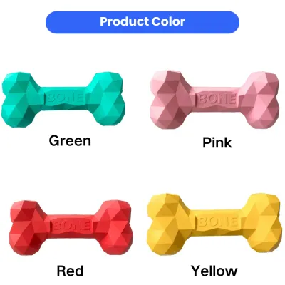 Dog Treat Dispensing Bone Toy Color Options Dog treat dispensing bone toy color options in green, pink, red, and yellow