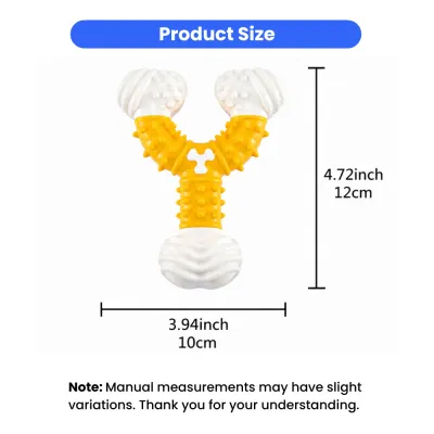Dog Chew Toy Size 12cm x 10cm Y Shape Measurement Details Y shaped dog chew toy size chart showing 12cm height and 10cm width with inch conversion