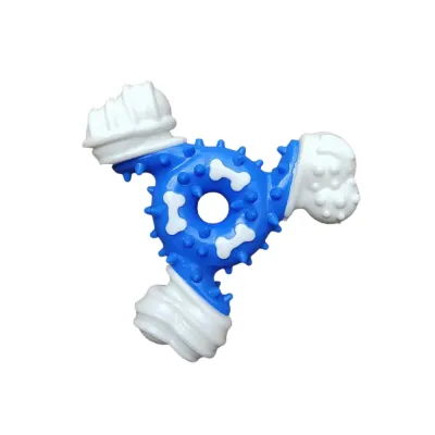 Blue Nylon Rubber Dog Chew Toy Durable T Shape Design Blue T-shaped nylon rubber dog chew toy isolated on white background durable chew toy for dogs