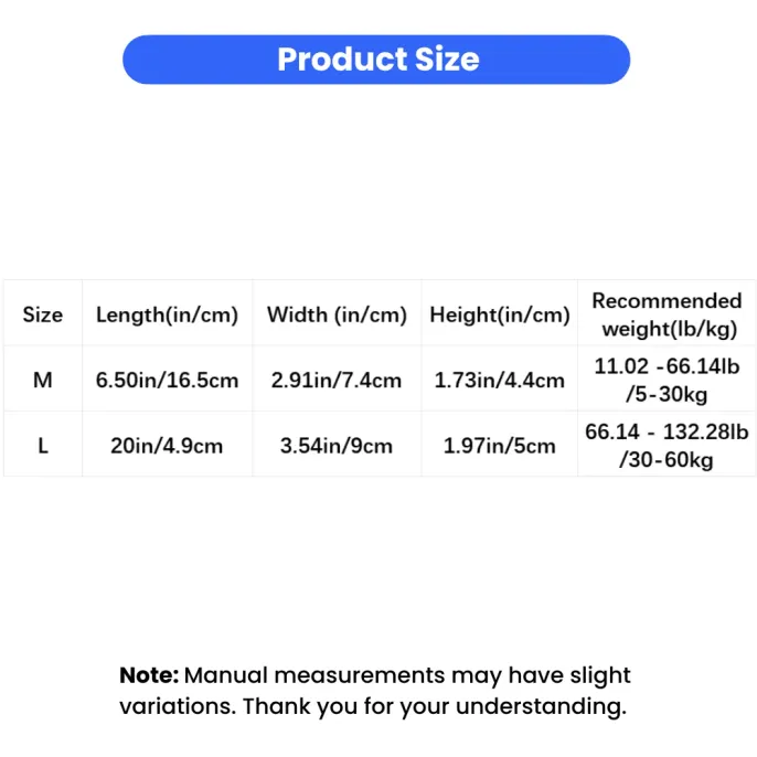 Dog Treat Dispensing Bone Toy Size Chart Dog treat dispensing bone toy size chart with M and L options for medium and large dogs
