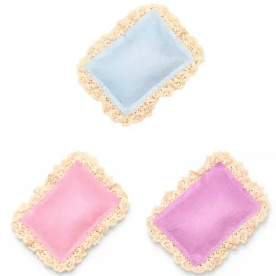 Blue Pink Purple Catnip Pillow Toys for Cats Three color options of lace catnip pillow toys for cats in blue, pink, and purple