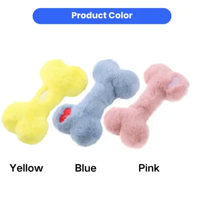 Plush Bone Dog Toy Color Options Plush bone dog toy color options in yellow blue and pink for wholesale pet supplies