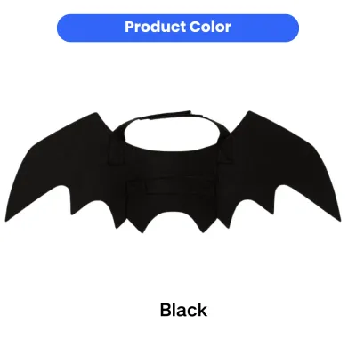 Product Color Black Bat Wings Pet Costume Black color option for Halloween bat wings pet costume for dogs and cats