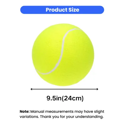 9.5 inch giant tennis ball dog toy with 24 cm diameter size guide for large dogs