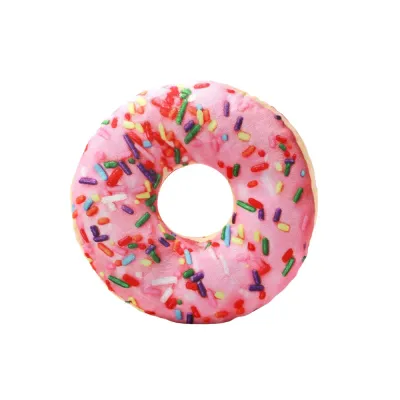 Cute Pink Donut Plush Dog Toy Cute pink donut plush toy for dogs with colorful sprinkle pattern