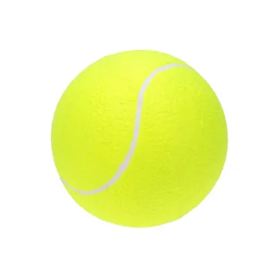 green 9.5 inch giant tennis ball dog toy on clean white background