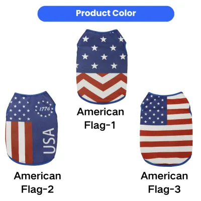 American Flag Dog Vest Color Options Product color options for USA Independence Day pet vest including American Flag 1, American Flag 2 and American Flag 3