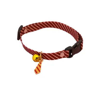 Red Striped Bell Collar for Cats Red striped adjustable bell collar for cats with safety buckle and cute charm