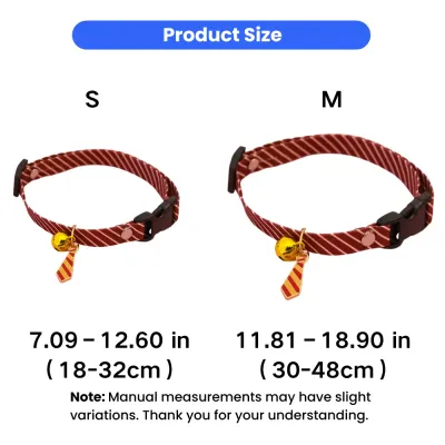 Adjustable Pet Bell Collar Size Chart Adjustable pet bell collar size chart showing S and M sizes for cats