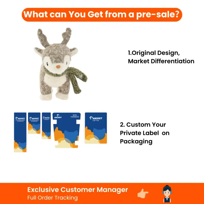 Christmas felt reindeer dog toy with private label packaging and pre-sale customer support service