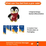 Christmas Penguin Dog Plush Toy with Packaging Christmas penguin felt dog plush toy displayed with custom holiday hang tag packaging