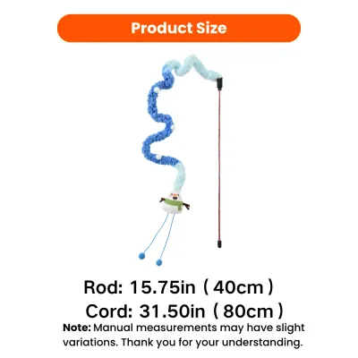 Christmas Plush Cat Wand Size Guide Christmas plush cat teaser wand size guide with 40cm rod and 80cm cord