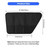 Dog Car Door Protector Size Chart Black dog car door protector size chart showing 27.55 in width and 16.53 in height with mesh pockets.