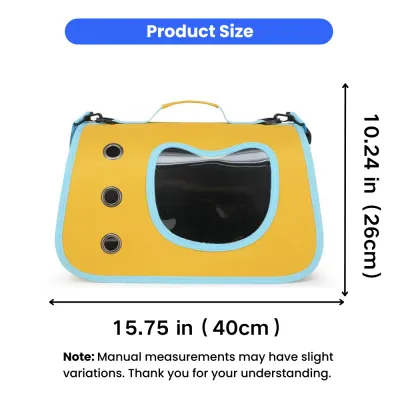 Cat Carrier Bag Size Guide Breathable cat carrier bag size guide showing 15.75 in length and 10.24 in height