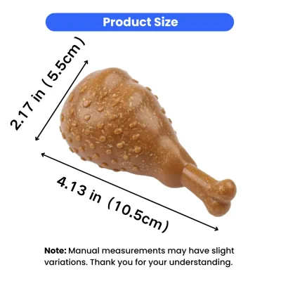 Chicken Drumstick Dog Chew Toy Size Guide Chicken drumstick dog chew toy size 4.13 x 2.17 inches for small and medium dogs