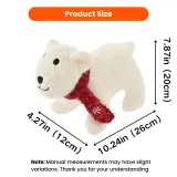Christmas Felt Polar Bear Dog Toy Size Guide Christmas felt polar bear dog toy with red scarf, showing product size 10.24 x 4.27 x 7.87 inches