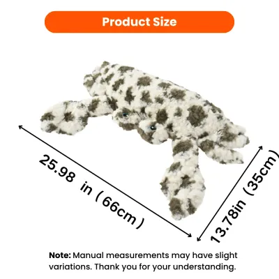 Ocean series plush crab dog toy size chart showing 25.98 in length and 13.78 in width