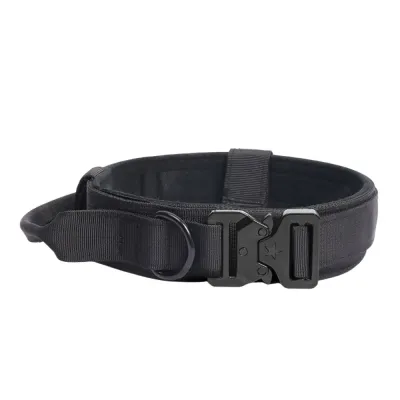 Black Shock Absorbing Dog Collar Black heavy duty shock absorbing dog collar with metal buckle and padded design.