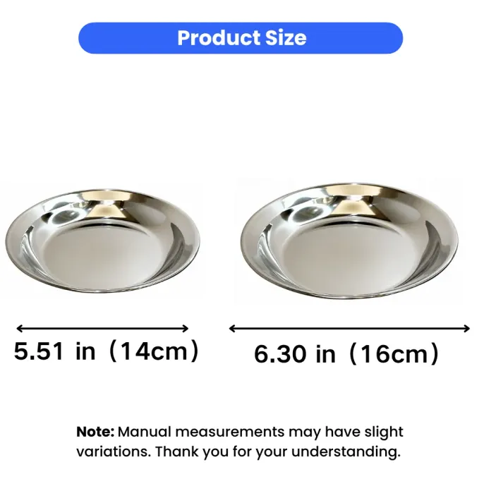 Stainless Steel Cat Bowl Size Options Two stainless steel cat bowl sizes, 5.51 inch and 6.30 inch, shown with measurements