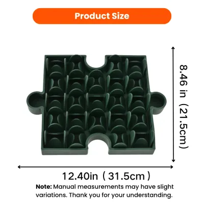 Puzzle slow feeder bowl size diagram showing 12.40 inch length and 8.46 inch width.