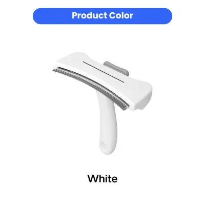 White pet hair remover brush shown as the available product color for pet grooming use.