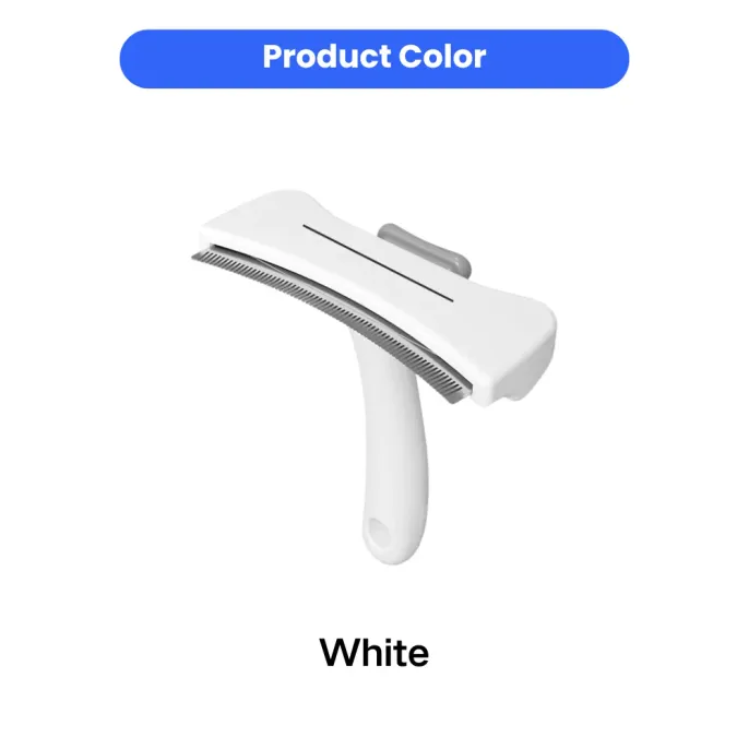 White pet hair remover brush shown as the available product color for pet grooming use.